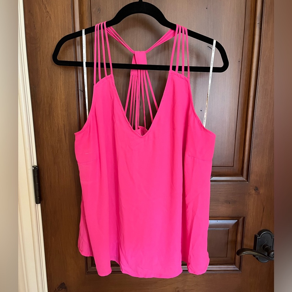 EUC Forever 21 Hot Pink Cross Detail Halter Top - Size 1X
